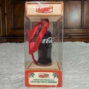 Vintage Coca-Cola Sundbloom Santa Miniature Filled Collectible Bottle Ornament